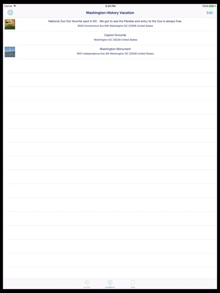 Tangkapan layar Travelog Notes iPad 