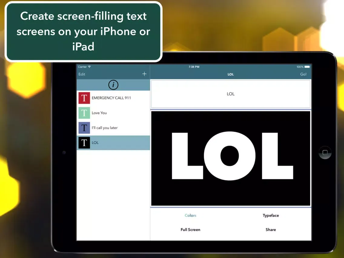Tangkapan layar Just Big Text iPad 