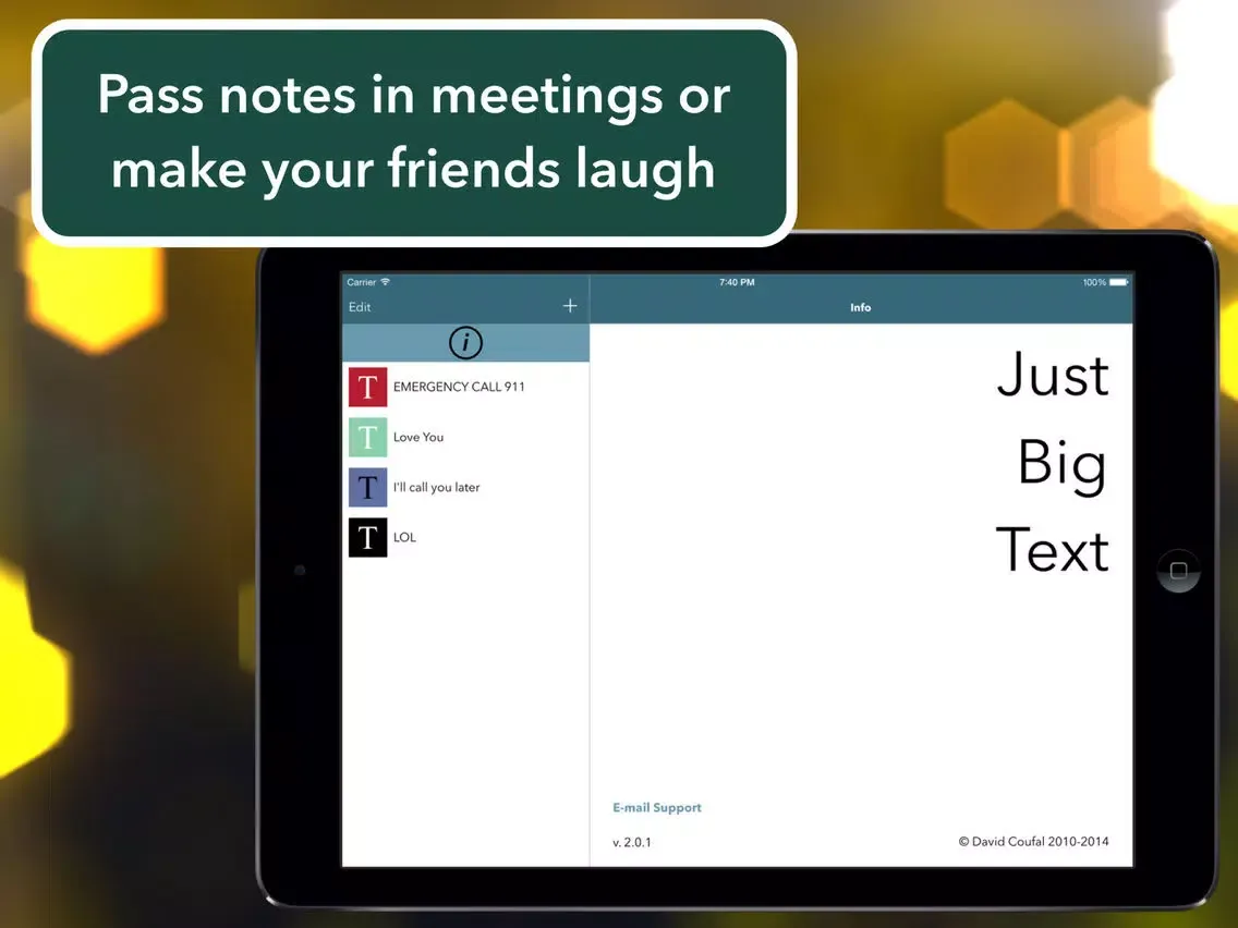 Tangkapan layar Just Big Text iPad 