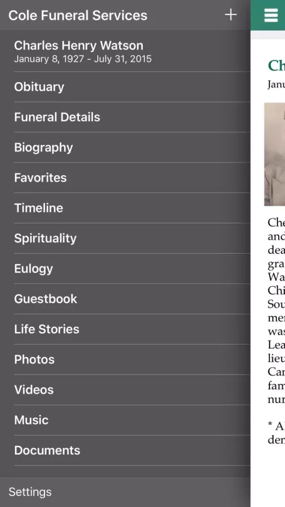 Cole Funeral Services应用截图