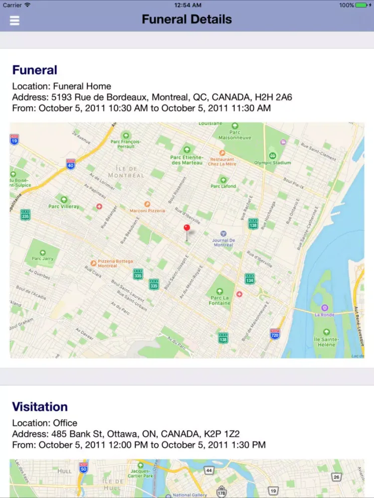 Capturas de tela do The Co-operative Funeralcare iPad 