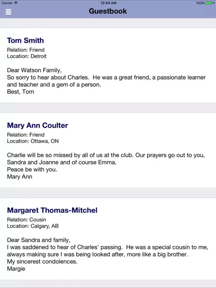 Capturas de tela do The Co-operative Funeralcare iPad 