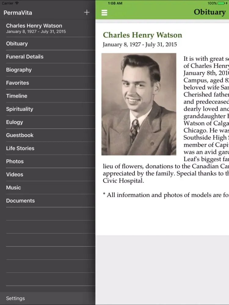 Capturas de pantalla de PermaVita Memorials iPad 
