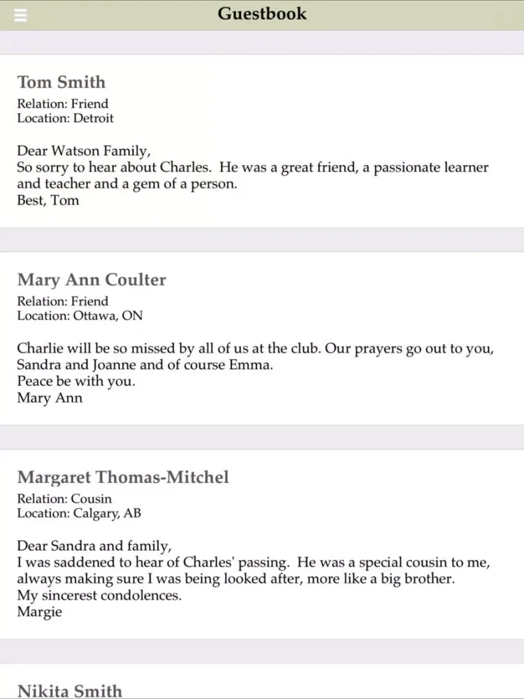 Ảnh chụp màn hình của Turner & Porter Memorials iPad 