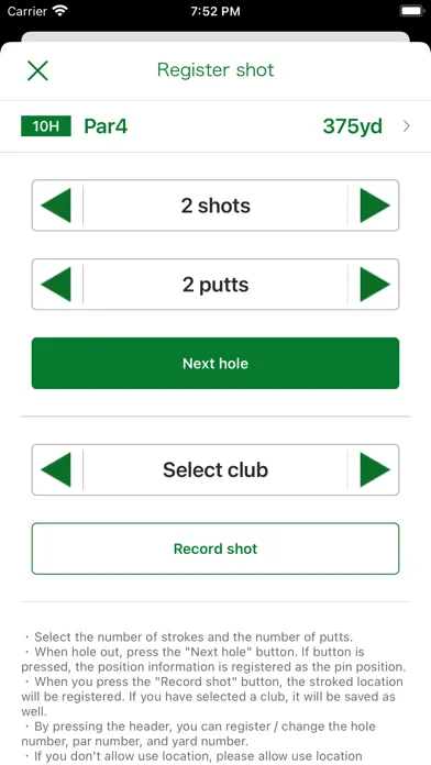 ภาพหน้าจอของ Shot Memo -Golf score-