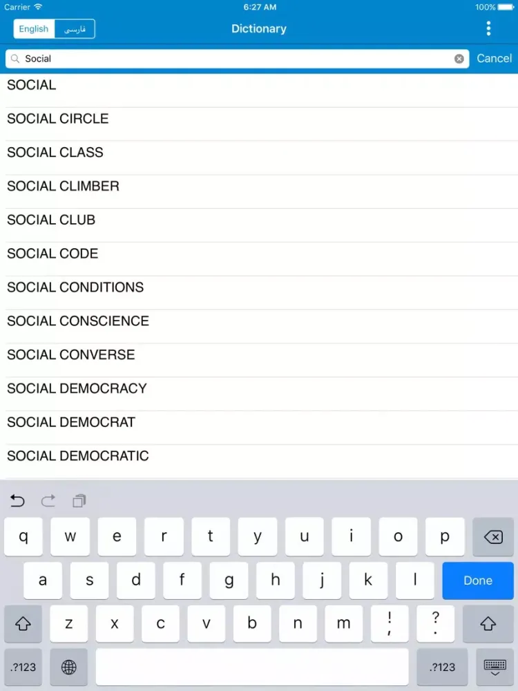 ديكشنري و مترجم انگلیسي فارسي English Farsi, Persian Dictionary and translator, offline translation iPad  Ekran Görüntüleri