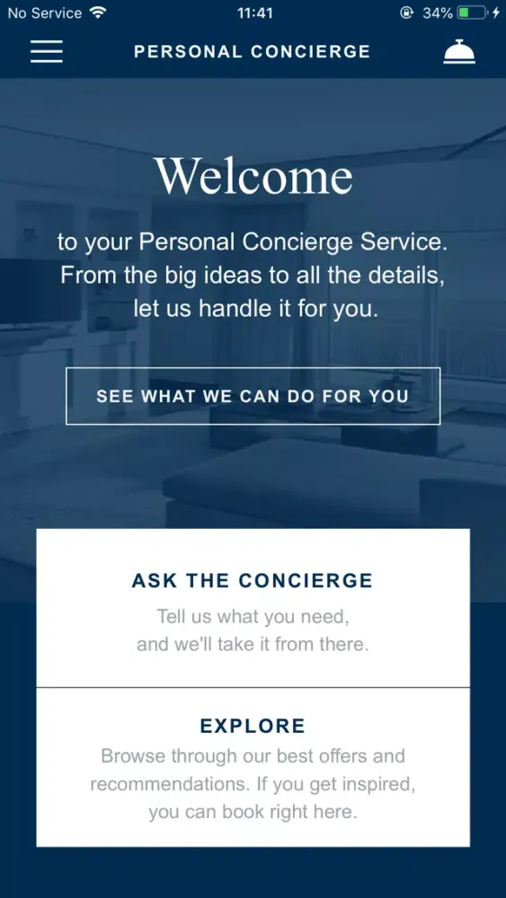 Ảnh chụp màn hình của Personal Concierge Service