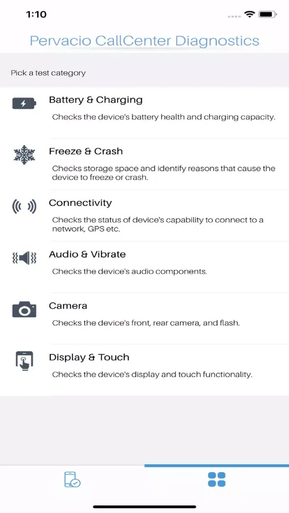 Pervacio CallCenter Diagnostic スクリーンショット