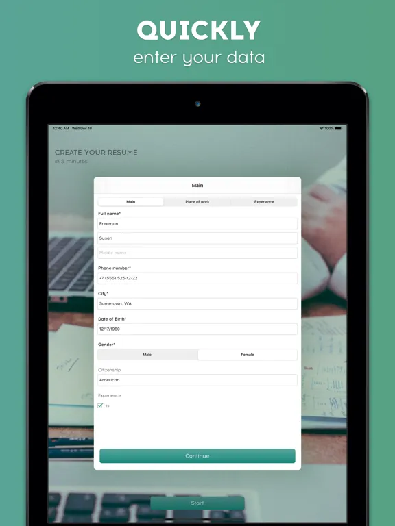 Quick Resume Maker: Template iPad  স্ক্রিনশট