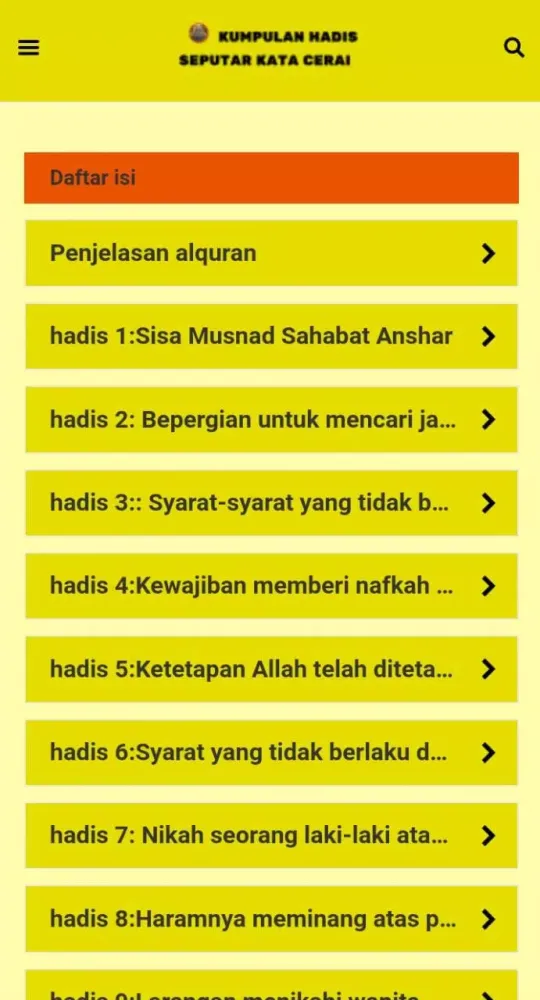 Captures d'écran de Hadis Seputar Kata Cerai