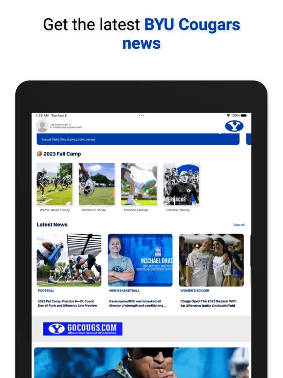 ภาพหน้าจอของ BYU Cougars iPad 