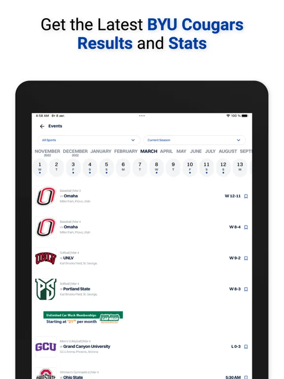 ภาพหน้าจอของ BYU Cougars iPad 