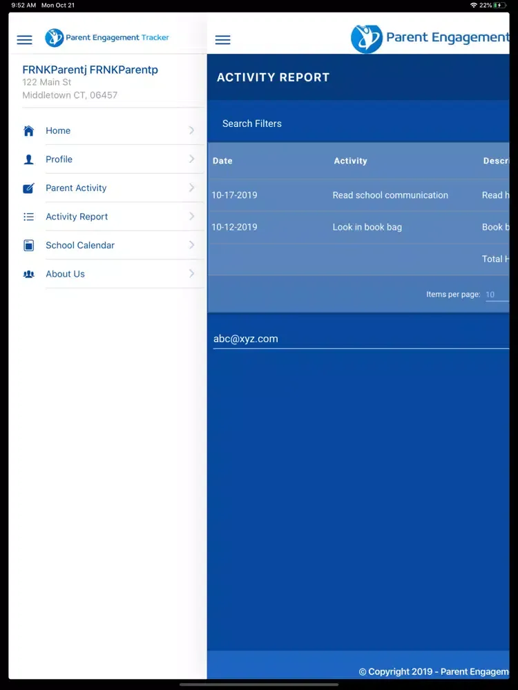 Tangkapan skrin Parent Engagement Tracker iPad 