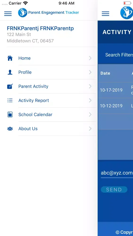 Tangkapan skrin Parent Engagement Tracker