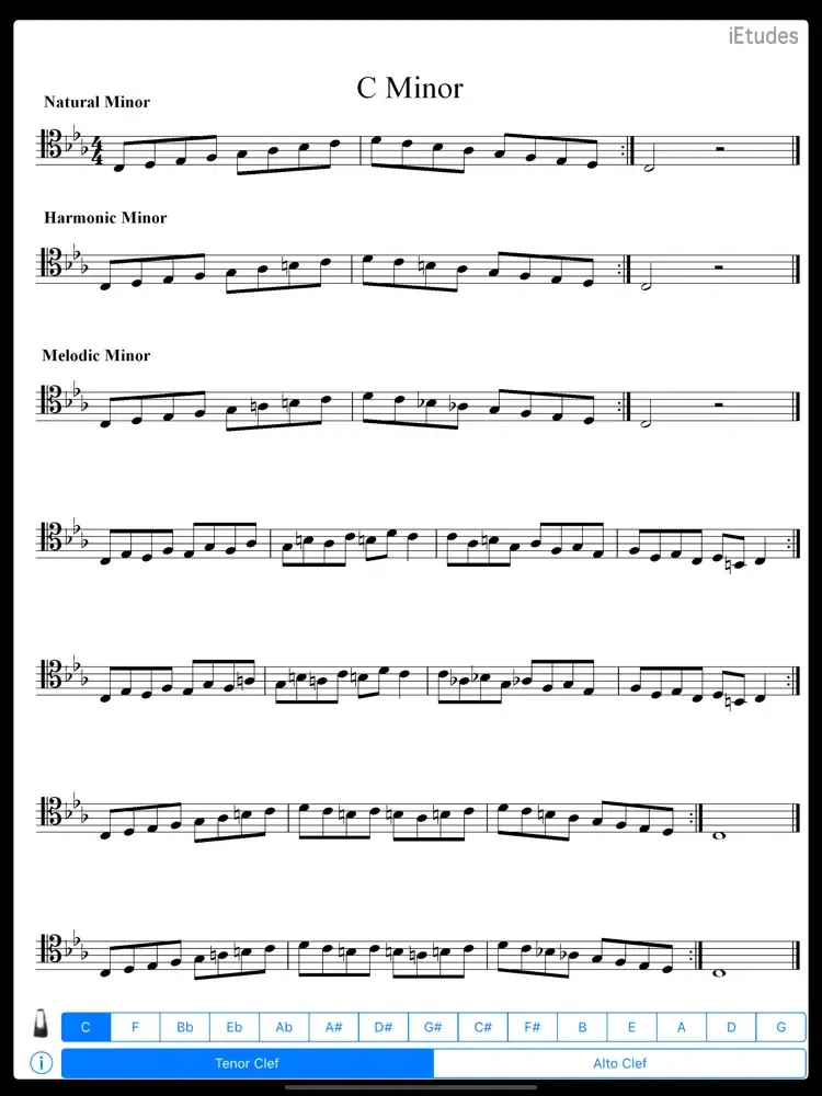 Minor Scales Alto & Tenor Clef iPad  Screenshots