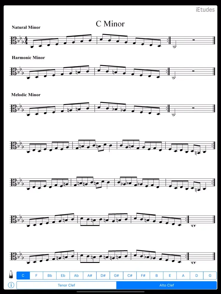 Minor Scales Alto & Tenor Clef iPad  Screenshots