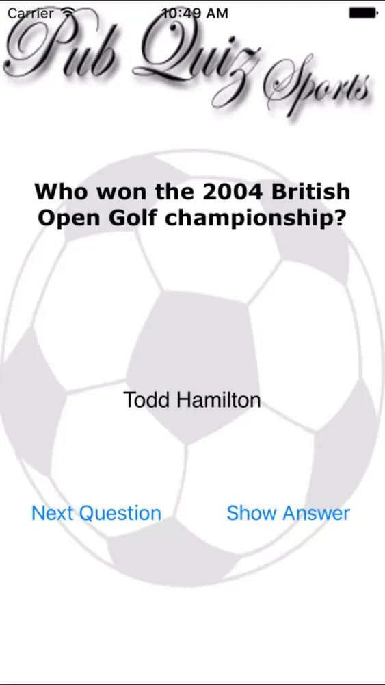 Capturas de tela do Pub Quiz Sports