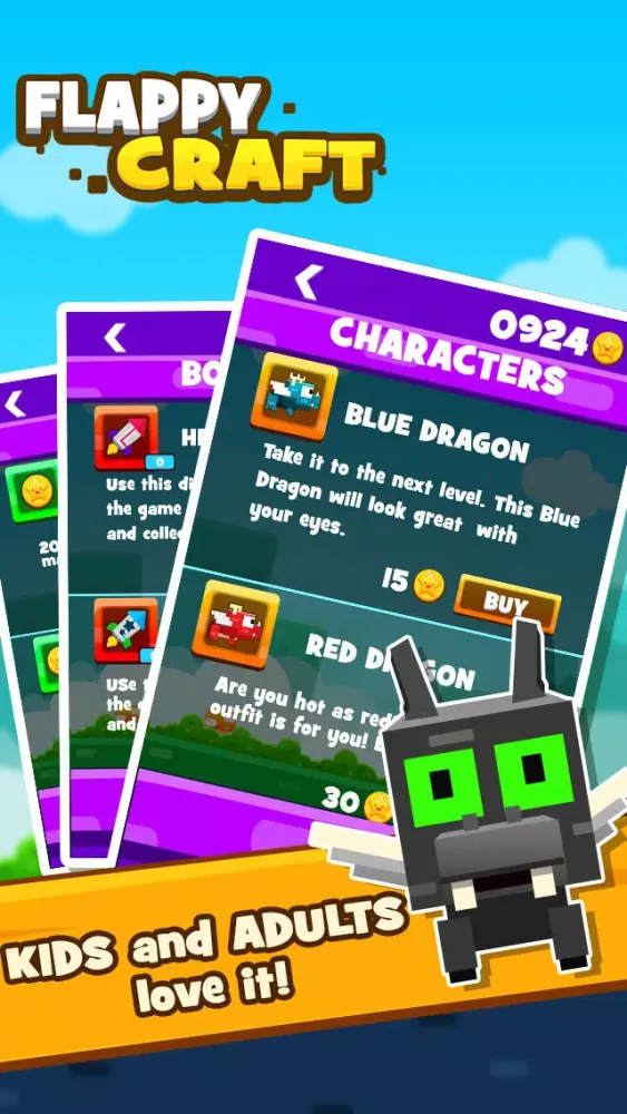 Tangkapan layar Flappy Craft - Ender Dragon Bird Game: Pixel Edition