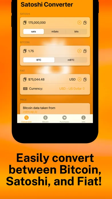 Captures d'écran de Satoshi Converter