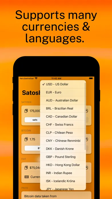 Captures d'écran de Satoshi Converter