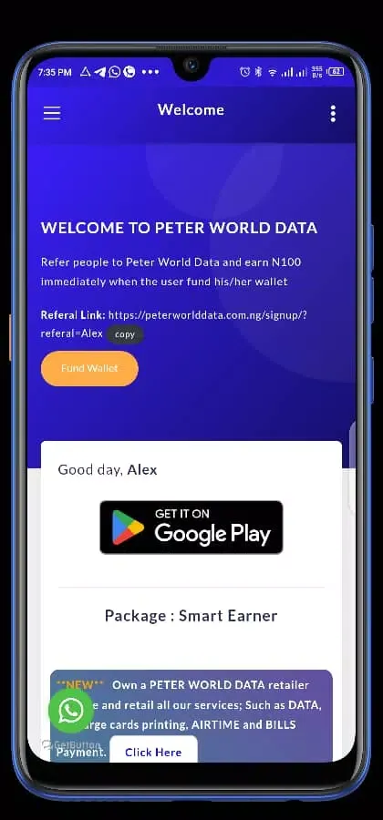 Captures d'écran de PETER WORLD DATA
