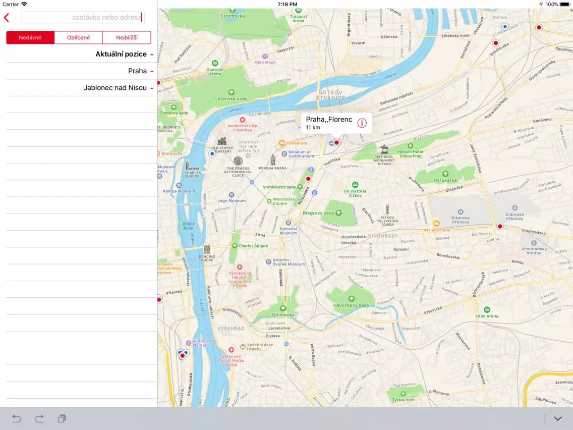 ภาพหน้าจอของ IDOS do kapsy iPad 