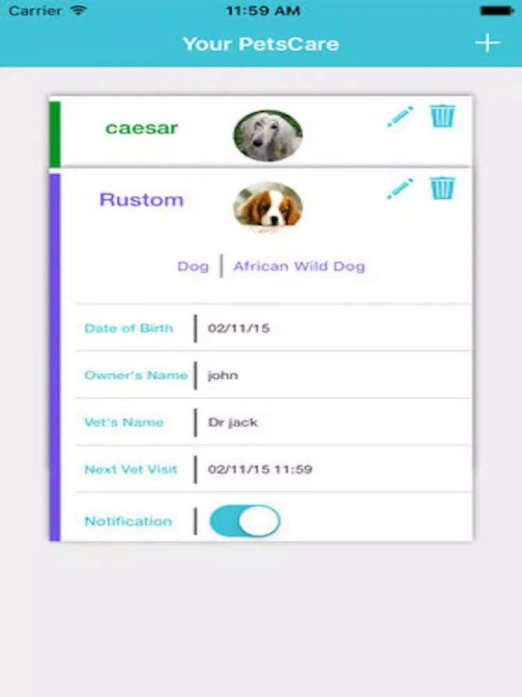 Pets Care App iPad 应用截图