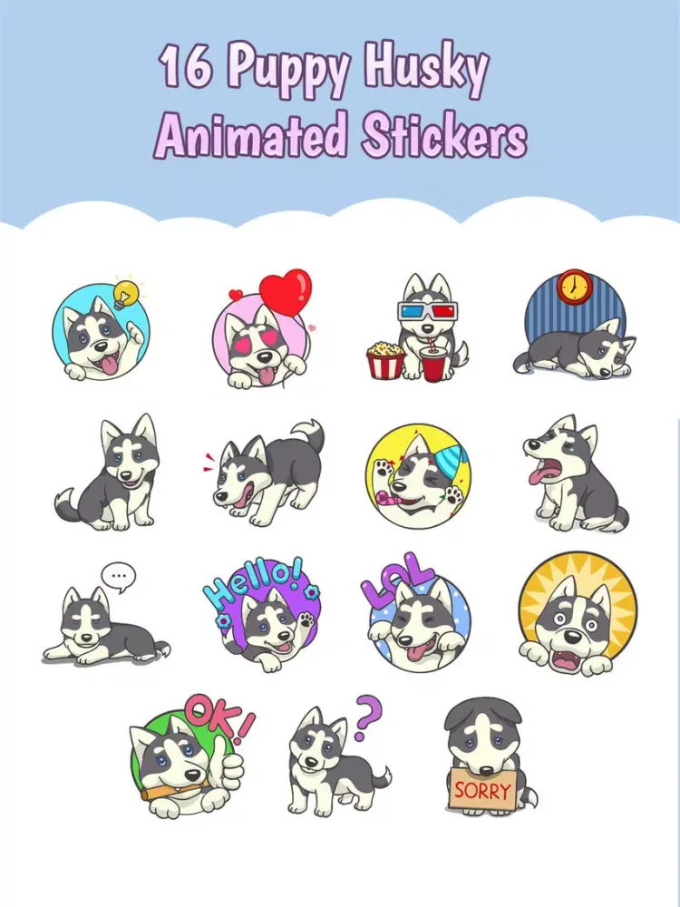 Playful Husky Animated Sticker iPad  スクリーンショット