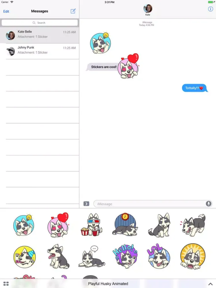 Playful Husky Animated Sticker iPad  スクリーンショット