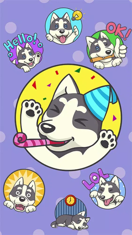 Playful Husky Animated Sticker スクリーンショット
