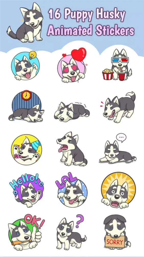 Playful Husky Animated Sticker スクリーンショット