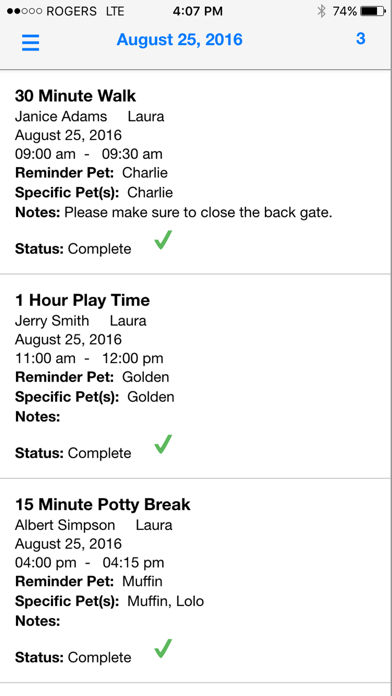 Tangkapan layar PetSitClick Walker/Sitter