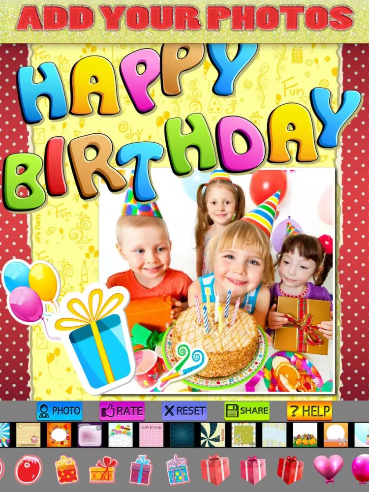Happy Birthday Posters and Stickers iPad  স্ক্রিনশট
