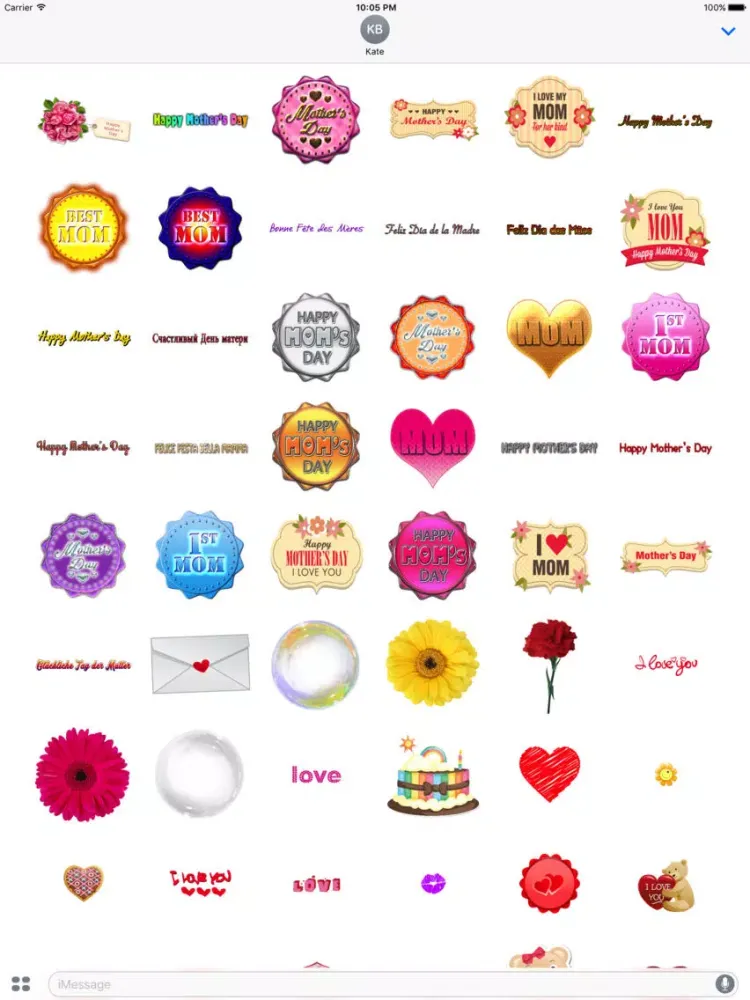 Mother's Day Stickers Pack for iMessage iPad 应用截图