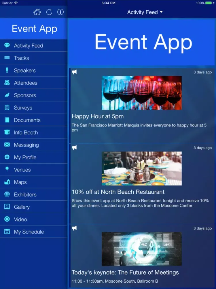 Ảnh chụp màn hình của The PFE Event App iPad 
