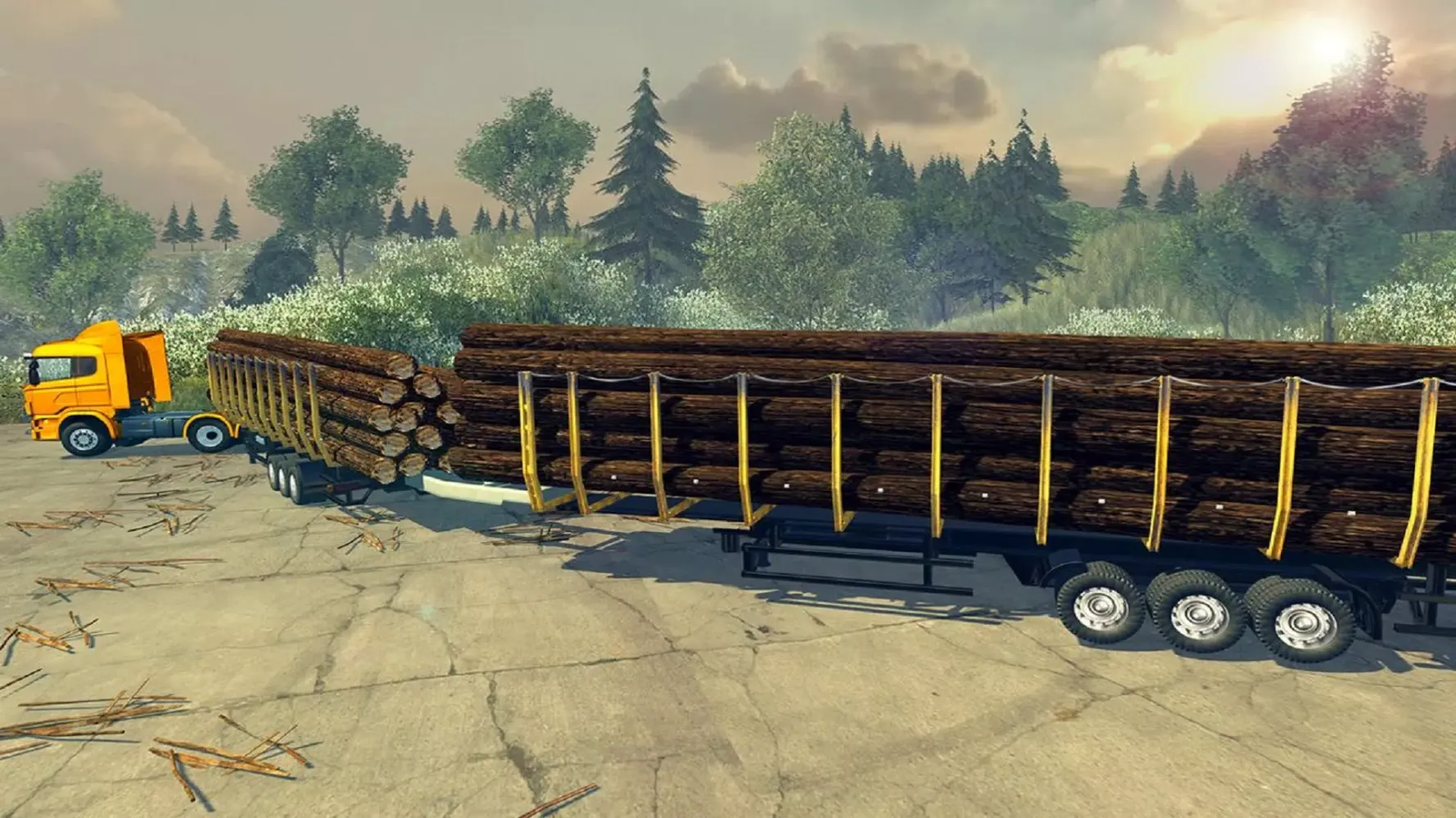 Long Trailer Truck Wood Cargo スクリーンショット