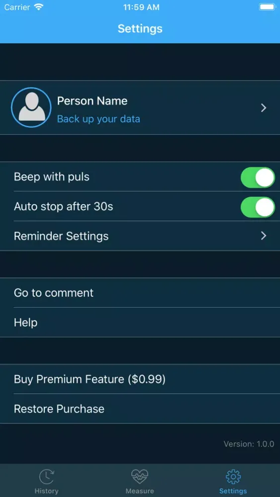 Tangkapan layar Easy HRM: Heart Rate Monitor
