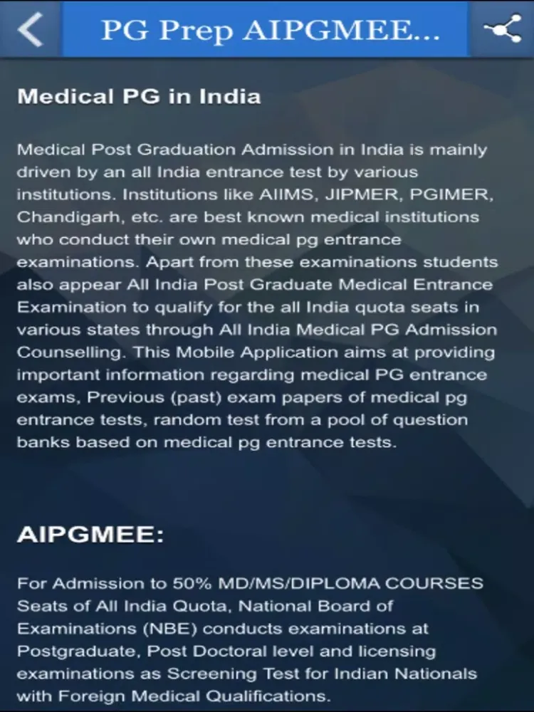PG Prep AIPGMEE AIIMS JIPMER iPad  Screenshots