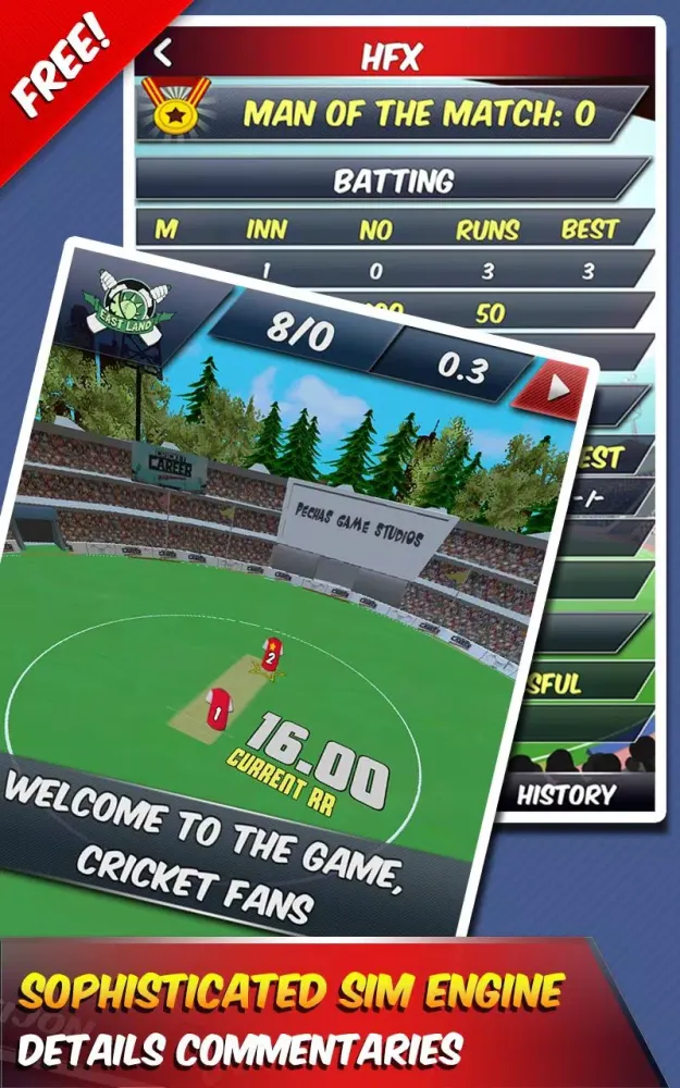 Capturas de tela do Cricket Career BigInnings