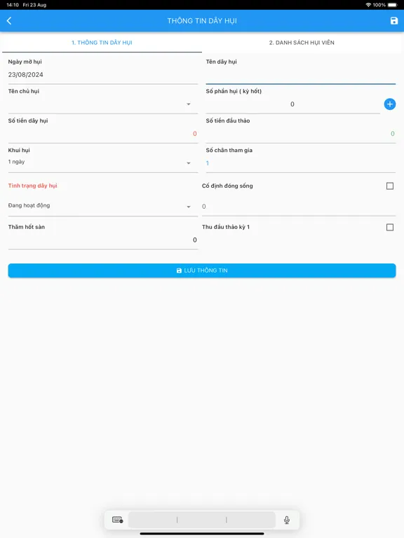 Sổ Hụi 4.0 iPad  स्क्रीनशॉट