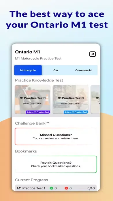 Capturas de tela do G1 Practice Test