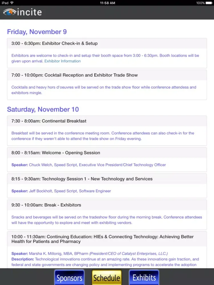 Speed Script Conference 2018 iPad  Screenshots