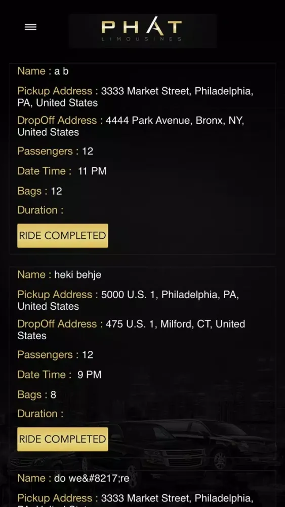 Phat Limos Driver Screenshots