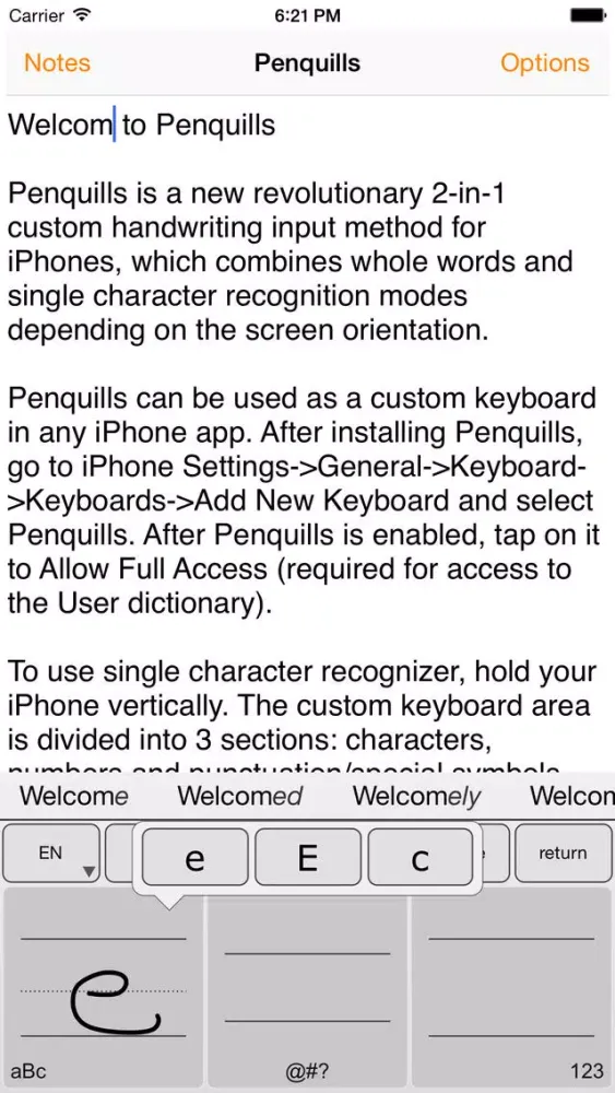 Tangkapan layar Penquills | Handwriting keyboard