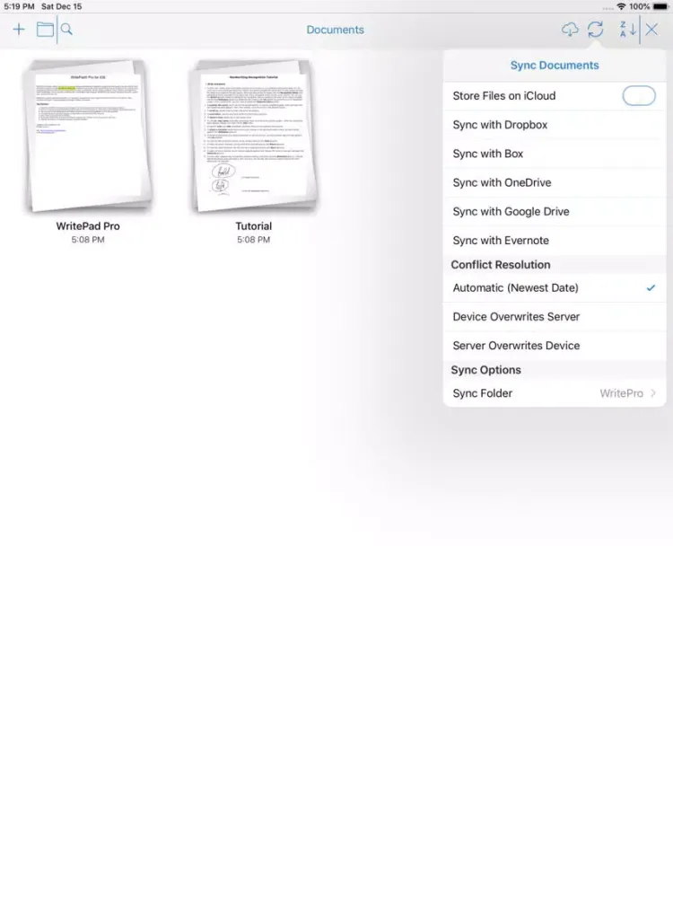 Zrzuty ekranu WritePad Professional iPad 