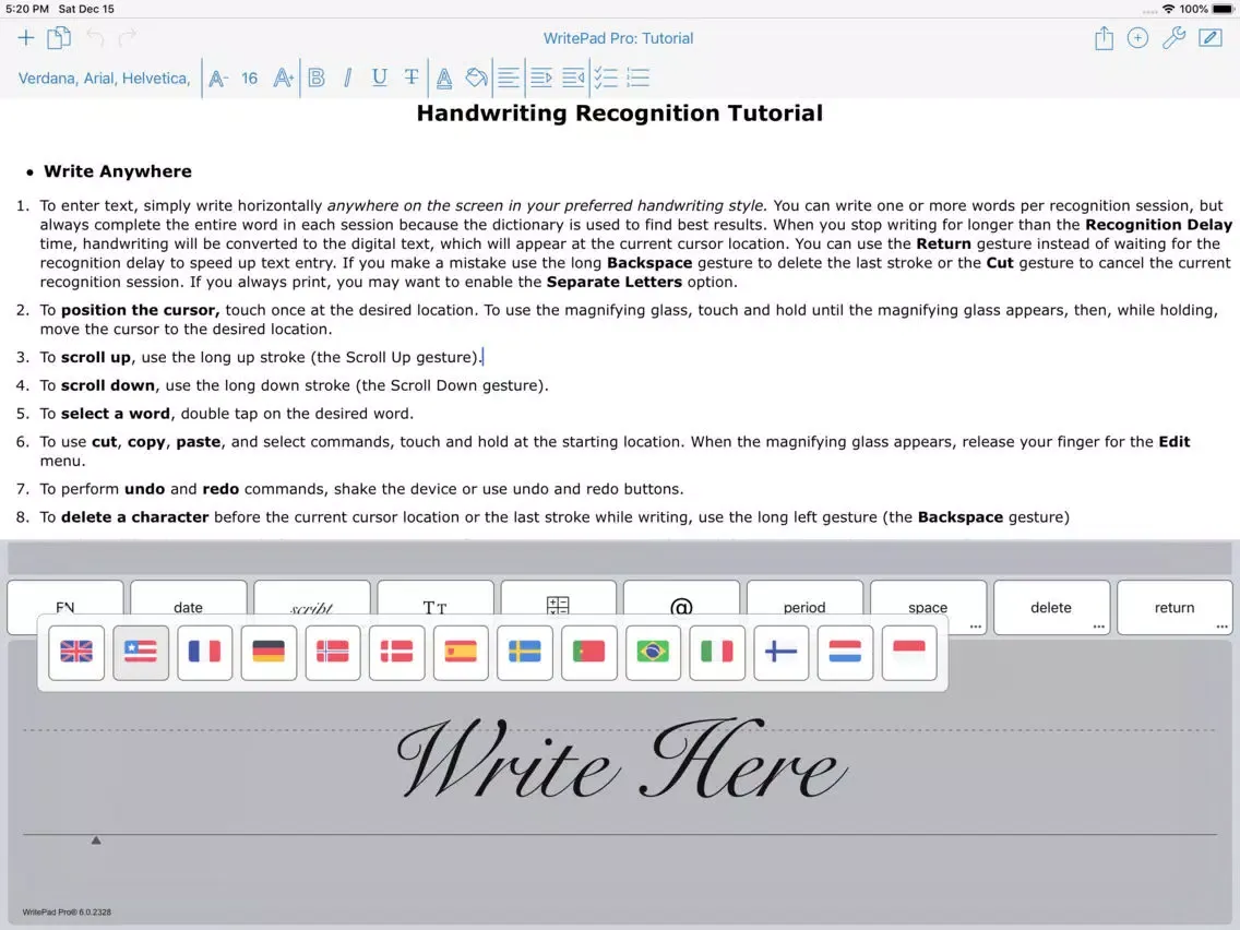 Zrzuty ekranu WritePad Professional iPad 