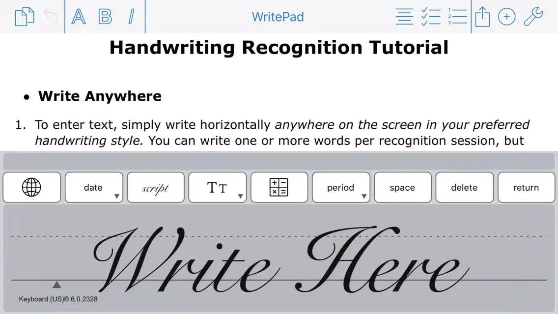 Zrzuty ekranu WritePad Professional