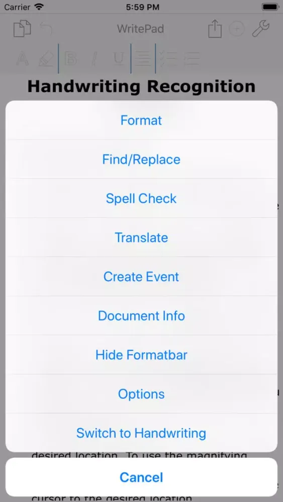 Zrzuty ekranu WritePad Professional
