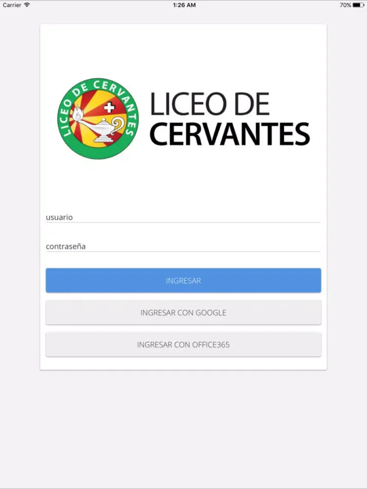 Ảnh chụp màn hình của Liceo de Cervantes iPad 