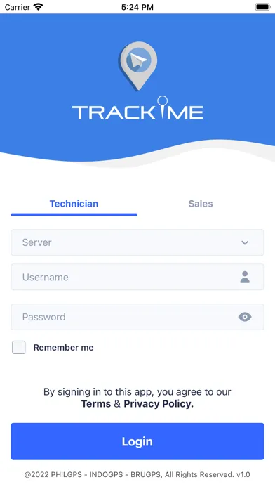 Tangkapan skrin Trackme v2